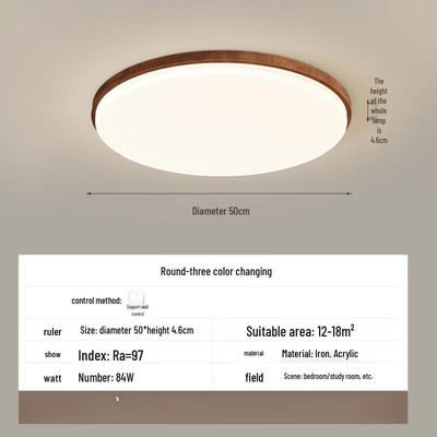 New Chinese Style Walnut Wood LED Ceiling Light