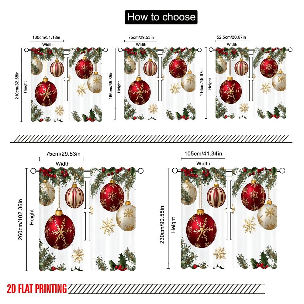 2 Stück, 2D-Flachdruck Zeitgenössische Vorhänge Weihnachtsornamente Schneeflocken Girlande (3) Polyester (ohne Stange) Festlicher Gebrauch für