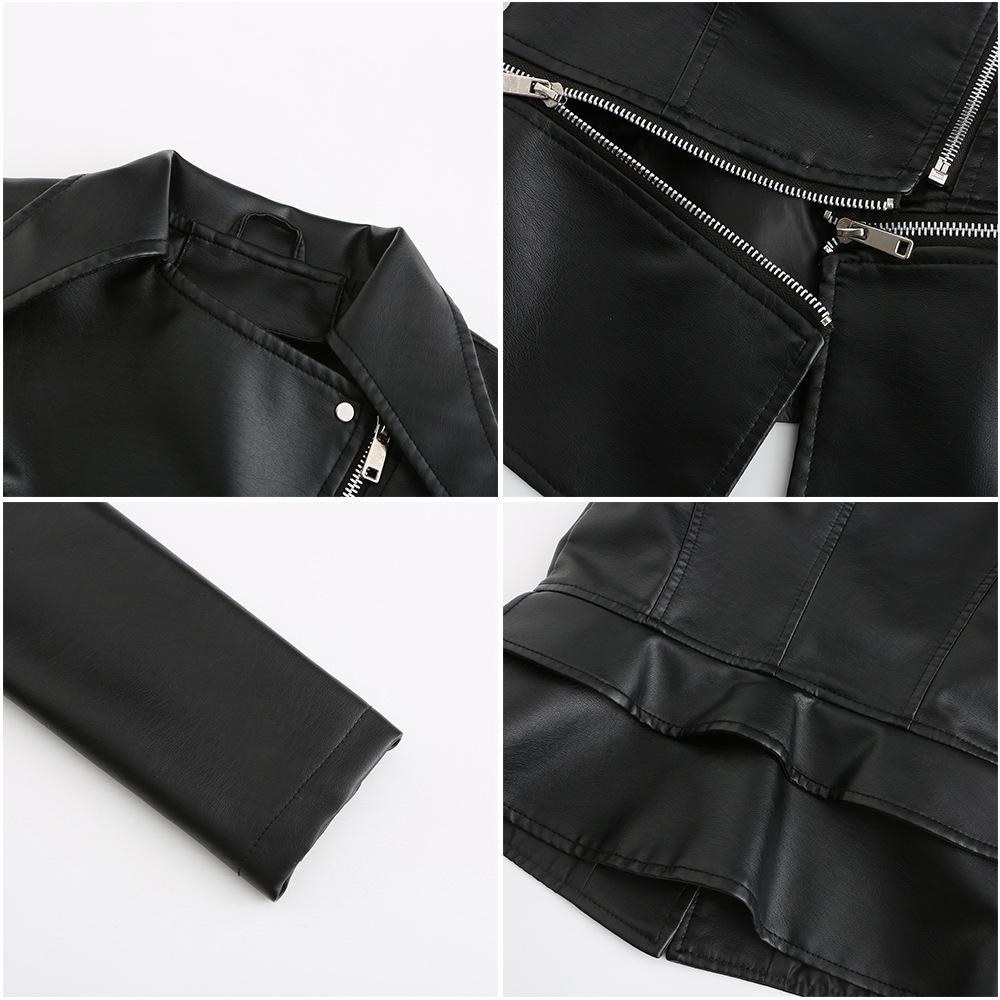 Women's European Size Leather Jacket with Detachable Hem - New Spring & Autumn Fashion 2023