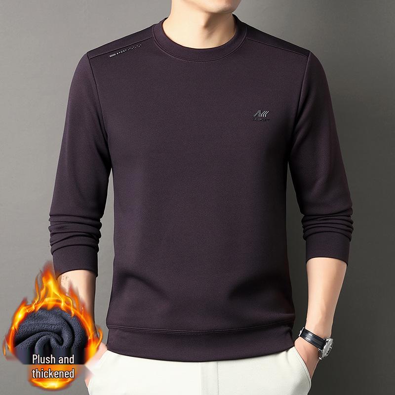 2025 Herren Fleece-gefüttertes lässiges Rundhals warmes Sweatshirt Langarm-T-Shirt Winterkollektion