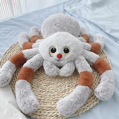 Peluche araignée 30/50 cm, peluche araignée grise douce, grands yeux, nez rouge, oreiller en peluche, remplissage en coton PP, cadeau d'Halloween et de Noël