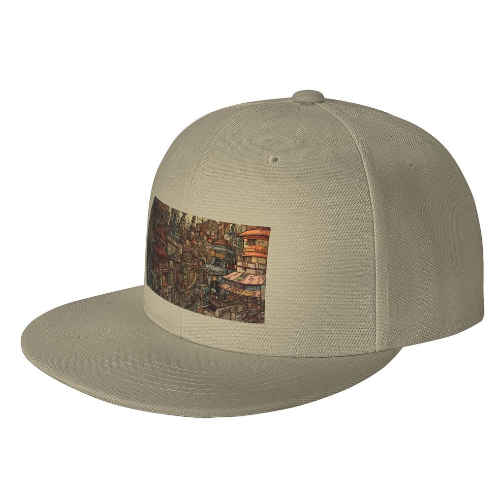 Fashion Angular City Scape Flat Brim Sun Hat Cap Hats