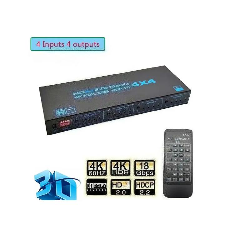 Switch Matriz HDMI 4x4 Compatível com 4K HDR HDTV Switcher Divisor de Matriz 4 Entradas 4 Saídas Caixa HDCP 2.2