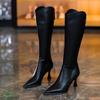 Women'S Stiletto High Boots Fashion Pointed Toe Rear Zipper Soft Sole Non-Slip High Heel Skinny Shoes