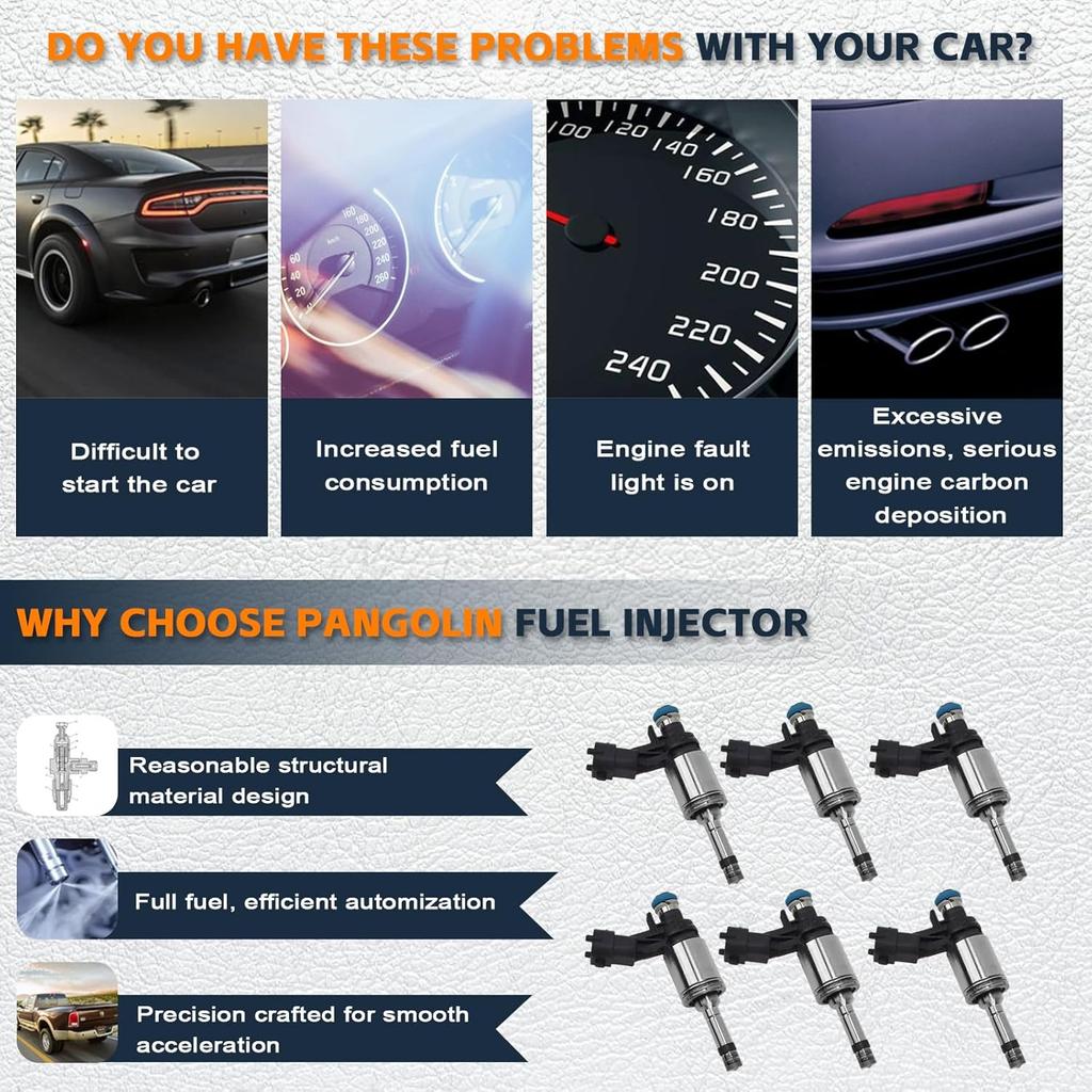 PANGOLIN 12638530 FJ994 Fuel Injector 6PCS for 2009-2011 Buick Enclave, for 2010-2011 Lacrosse, for 2010 Allure, for 2008-2011 Cadillac CTS STS, for