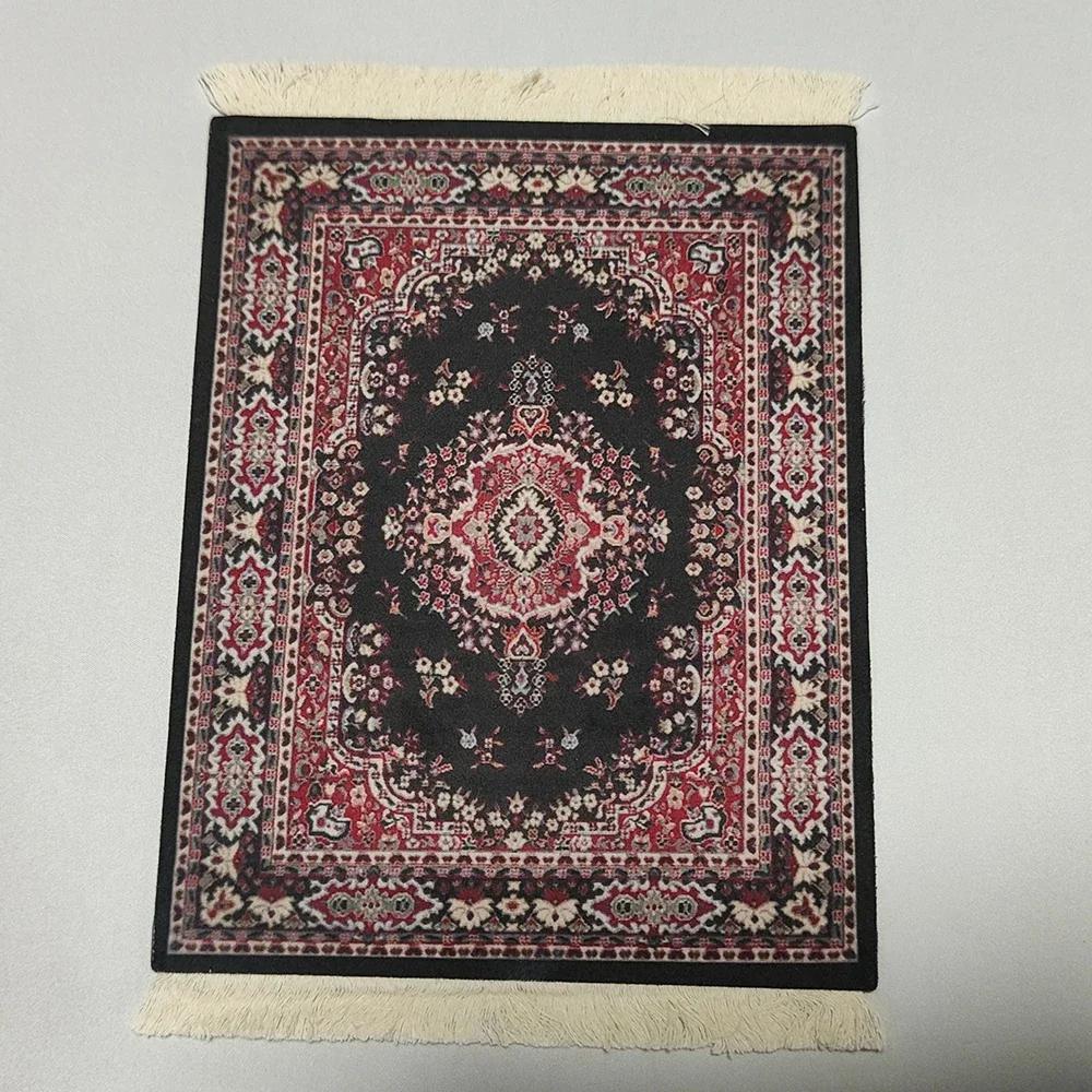 Woven flower Persian carpet small coaster wholesale merchants mouse pad desk mat retro style rubber non-slip computer desk mats
