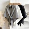 Wool Knitted Triangular Shawl Scarf for Women, New Solid Color Large Shawl