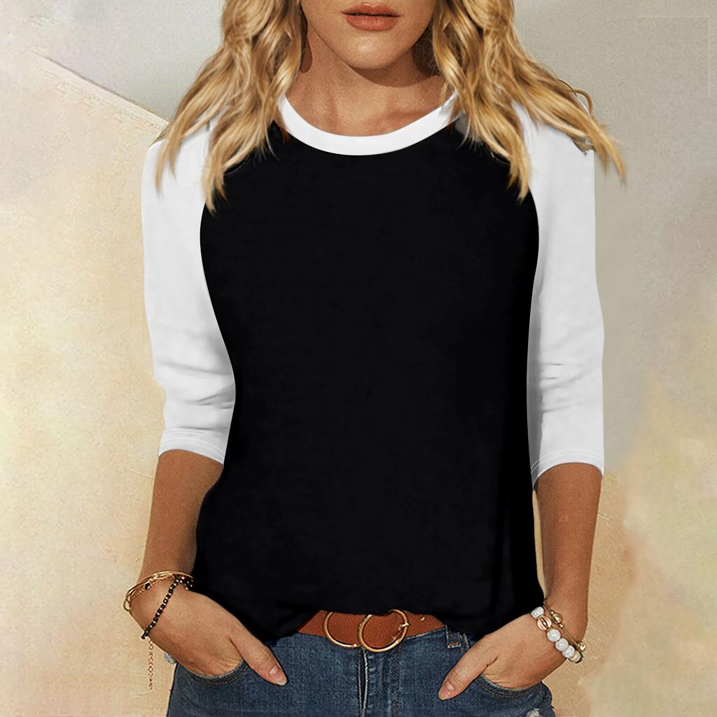 T-shirt Casual da Donna con Maniche a Raglan, Maglia Baseball Color Block a Maniche 3/4, Top Morbido e Leggero