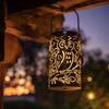 Solar Lantern Outdoor Decorative Metal Garden Light Hollow Pattern Projection Lamp with Tree Design for Patio Yard Pathway Lighting