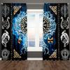 2pcs Viking-Inspired Curtains with Pirate Totem & Tree of Life Design - UV Protective, Semi-Transparent Polyester Drapes for Bed