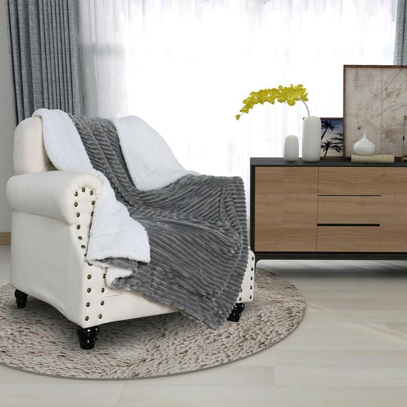 Lambswool Double-Layer Solid Color Flannel Sofa Blanket
