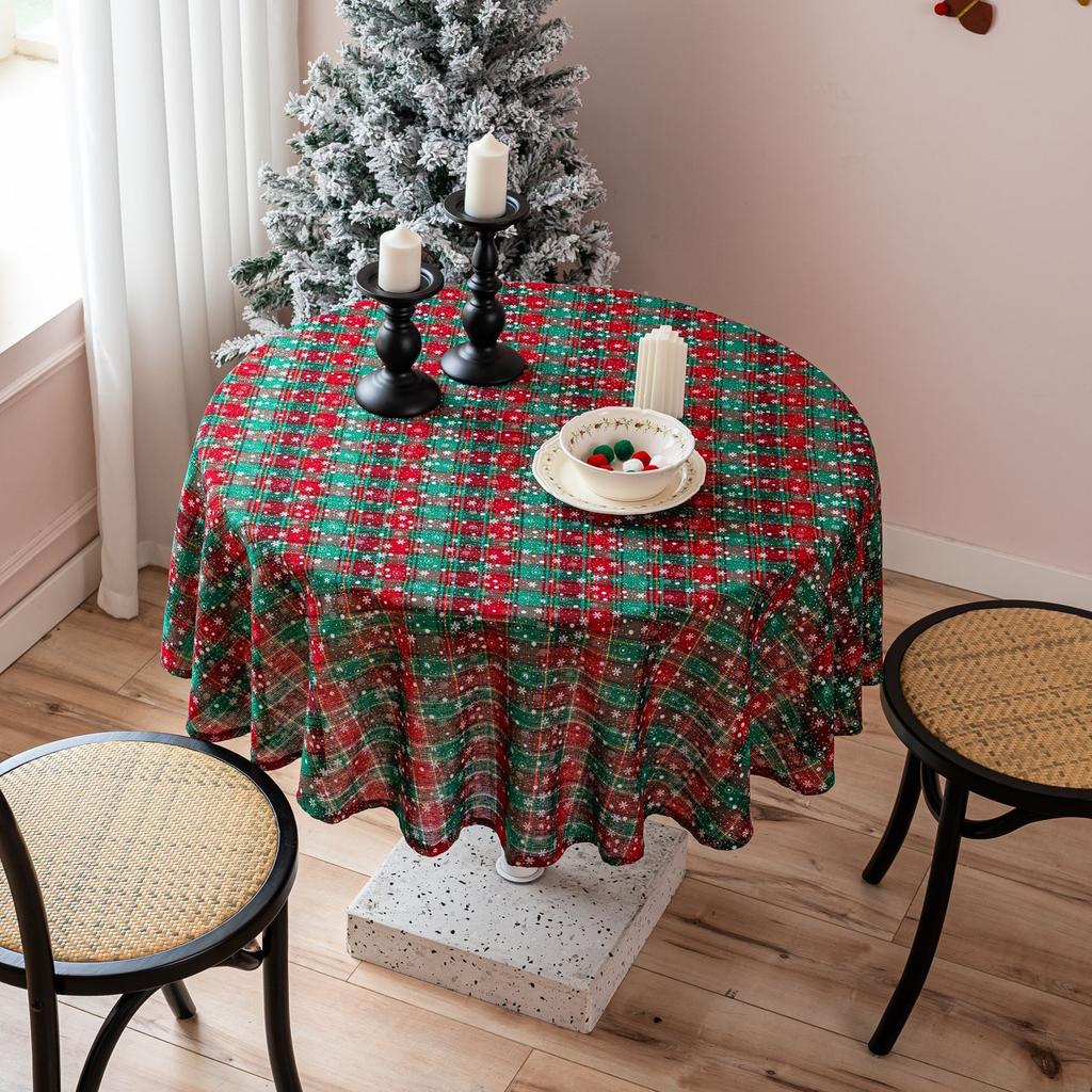 Party Table Cloth Christmas Day Winter Chinese New Year Decorations Indoor Table Fabric Checked Cover Cloth