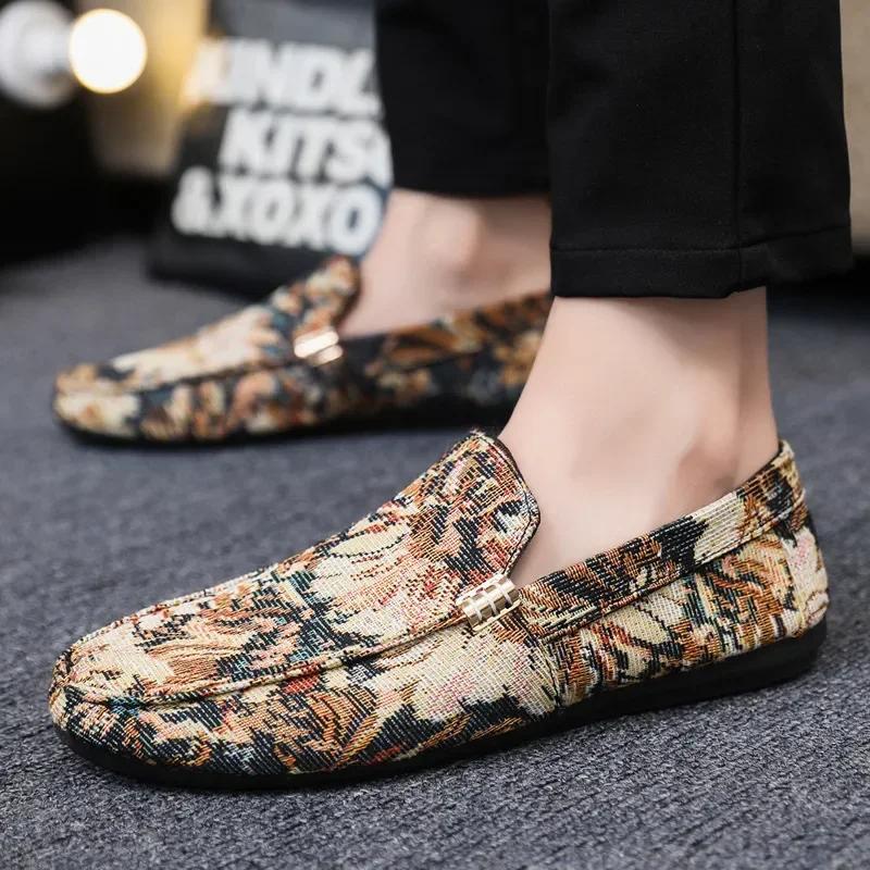 

Man Printing Loafers Summer Shoes Men Walking Casual Light Canvas Shoes Male Breathable Fashion Flat Slip-on Footwear Sneakers 39