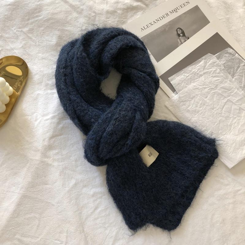 Fashion Pure Color Winter Warm Kniited Scarf for Women Korean Style Neckercheif Girls Skinny Cashmere Scarfs For Women