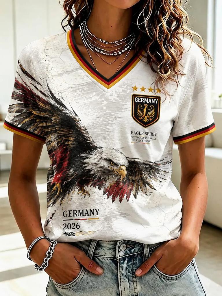 Geometric Germany jersey Tee Trim Sleeve Deutschland 2026 Soccer Supporter Casual Sport Short Sleeve T Shirts Family Matching