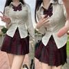 Slimming White Hot Girl Shirt & Plaid School Skirt Set: Genuine Student Style with Pure, Desired Aesthetics