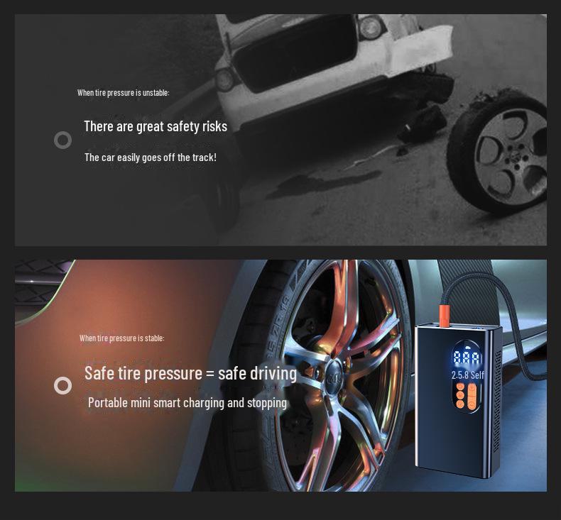 Smart Digital Display Wireless Portable Car Air Pump: High Pressure Electric Tire Inflator