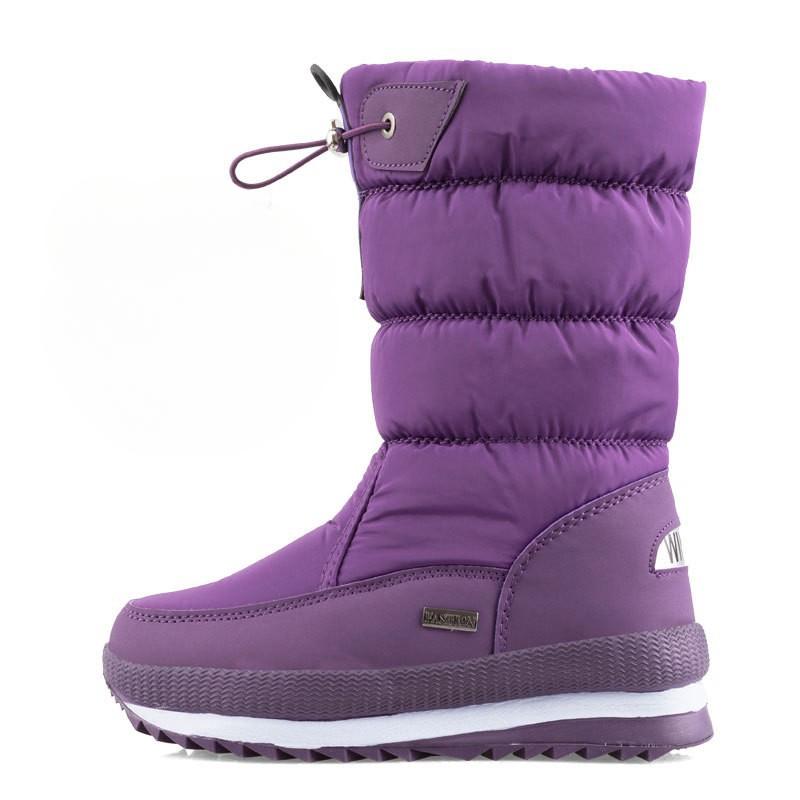 Winter thick women's snow boots Warm Plush Mid-calf Boots Non slip Waterproof  Platform Snow Boot Casual Female White shoes