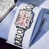 OLEVS Women's Watches 5641 Luxury Fashion Square Original Quartz Watch for Lady Rose white Dial Waterproof Date Stainless Steel