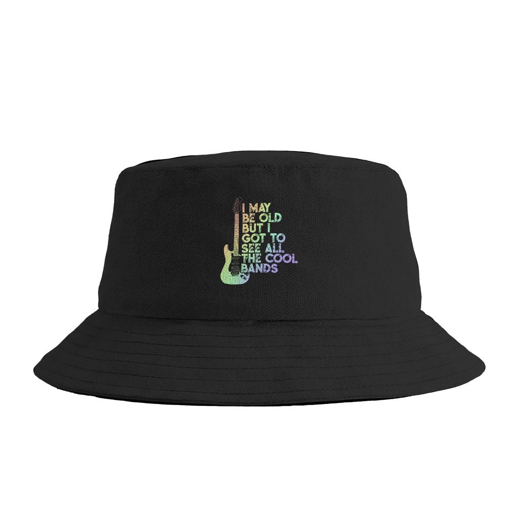 Unisex I May Be Old But I Got To See All The Cool Bands Bucket Hat Foldable Fisherman Hats Summer Korean Fishing Caps Outdoor