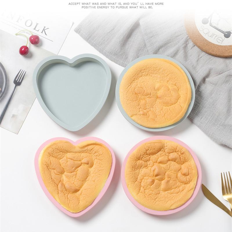Layer Bakeware Molds Heart Round Silicone Cake Pan Cake Mold Round Heart Dessert Cutting Cakes Mould Muffin Baking Tools