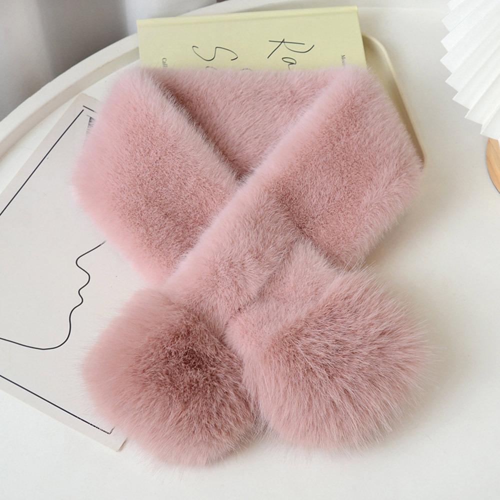 Winter Warm Solid Color Korean Winter Scarf Faux Mink Fur Soft Neck Collar Warmer Soft Plush Warm Neck Warmer Fashion Accessory