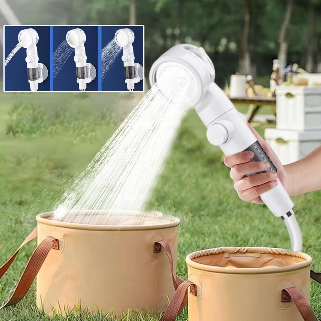 Camping Shower Pump Outdoor Camp Shower Pump Electric Sprayer Head for Car Washing Tent Bathroom Garden Beach Rv Pet Bath Hiking