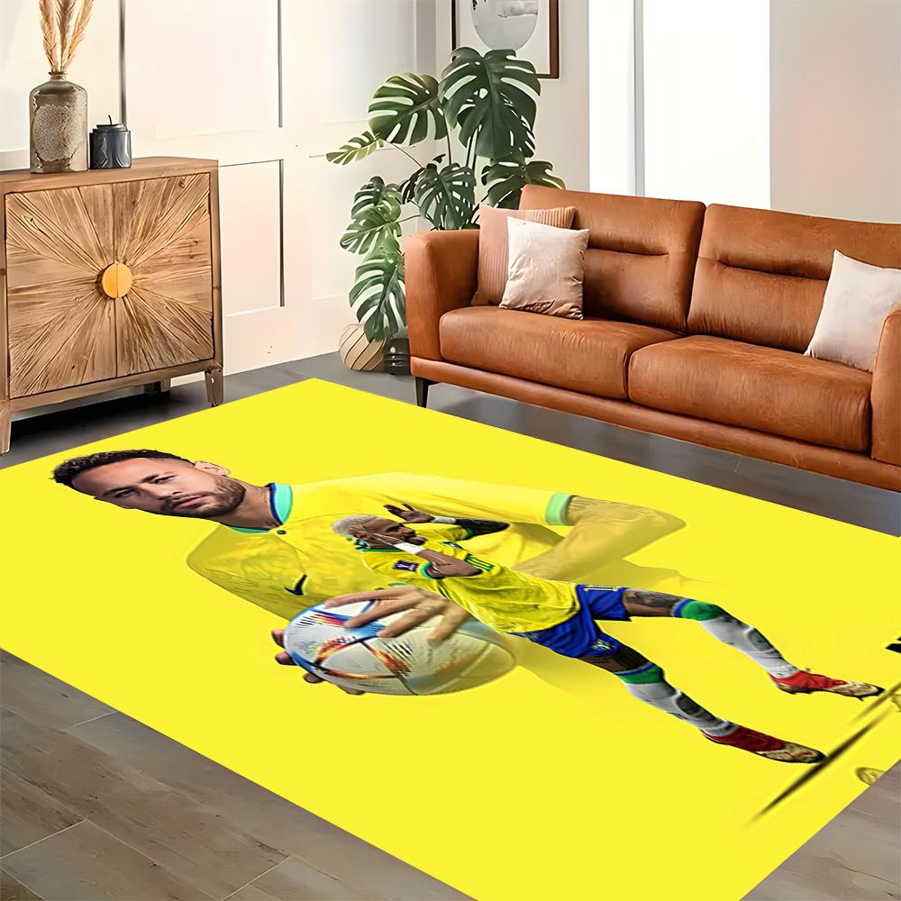 Brazilian Football Star rug for living rooms, bedrooms, home décor, and as gifts.