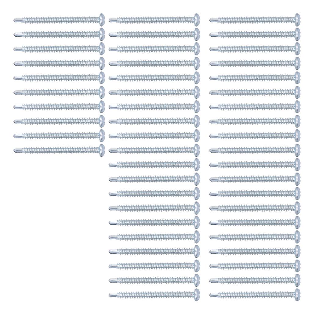 50Pcs Self Drilling Screw Cross Zinc Plated Carbon Steel Fastener Hardware 4.2x50mm Round Head