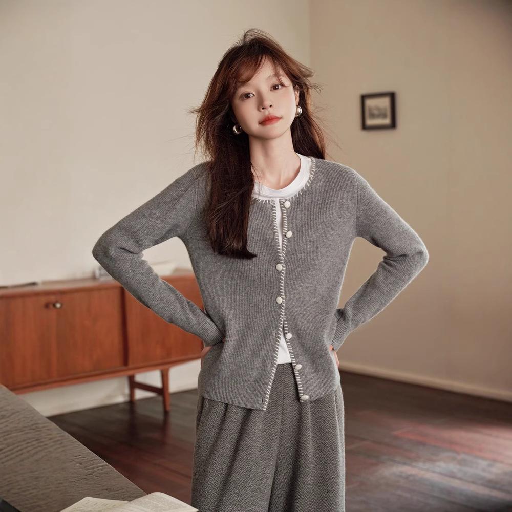 2024 Ejia Style Women's 100% Pure Cashmere Cardigan - Autumn/Winter Loose Knit Handmade Sweater Coat