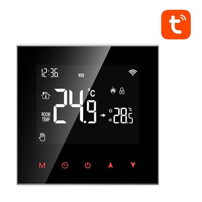 Thermostat Intelligent - AVATTO - ZWT100 - Zigbee Tuya - Écran LCD - Noir