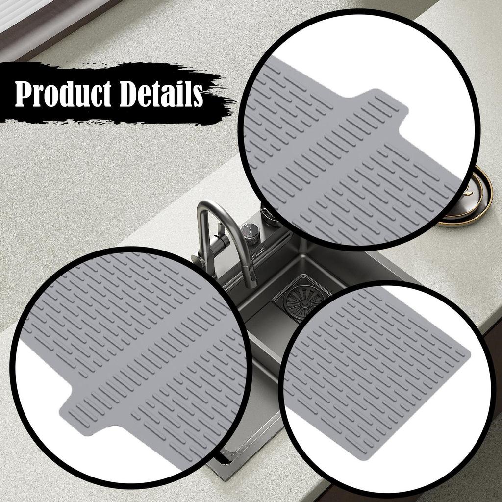 Flexible Kitchen Sink Drying Pad, Household Divider, Protector for Tea Tray, Glassware, Dishes, And