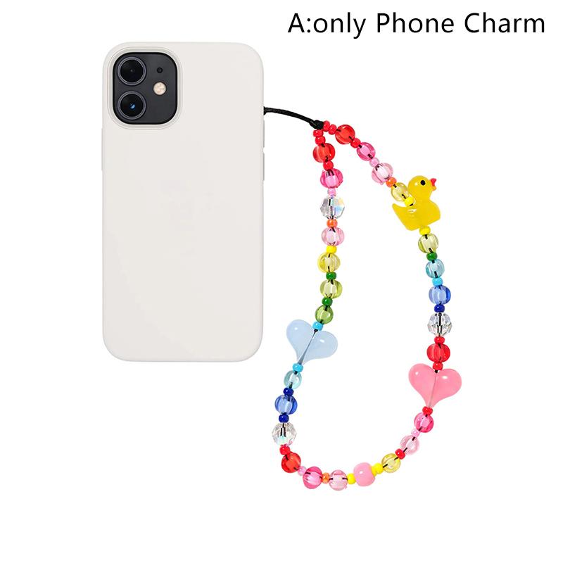 

Colorful Beaded Phone Charm Summer Beach Animal Duck Heart Cell Phone Strap Lanyard Trendy Y2K Accessories
