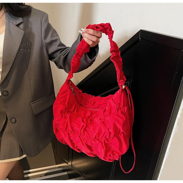 Simple Water Deli Shape Nylon Crossbody Bag With Zipper Pouch For Daily Use