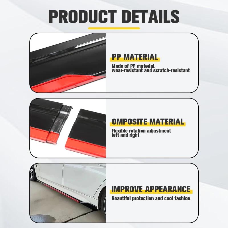 Hot Sale Car Side Skirt Adjustable Bumper Carbon Fiber Modifiedextension Rocker Plate Lip For Kia For Ford For Mazda For BMW