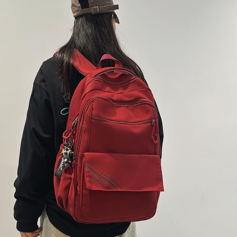 Dámský jednobarevný batoh College Style Velkokapacitní studentský školní batoh Batoh pro střední školy