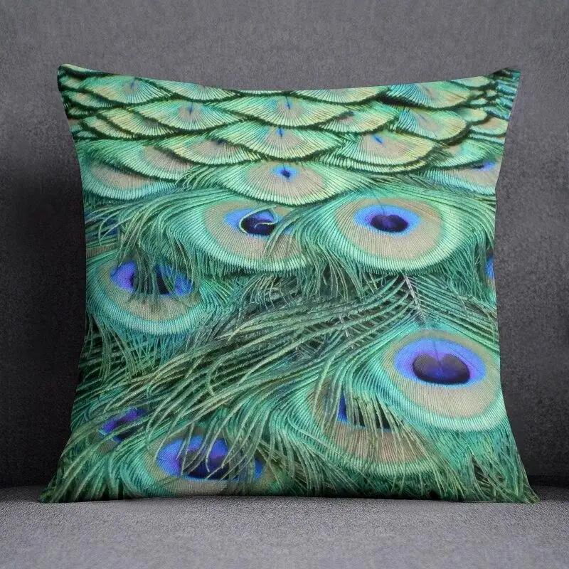 45Cm*45Cm Peacock Feather Series Pillow Decorative Pillow Bedroom Sofa Car Cushion Cover Pillowcase