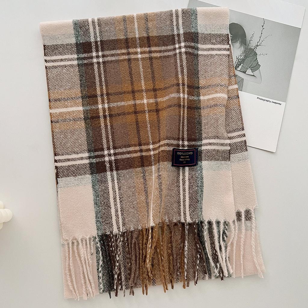 Stylish Design Classic British Imitation Cashmere Scarf Women Men Autumn Winter Plaid Warm Fringed Mufller Female Couple Scarf
