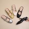 Baotou cool slippers women's summer wear silver half-drag versatile one-word buckle Mary Jane single shoes