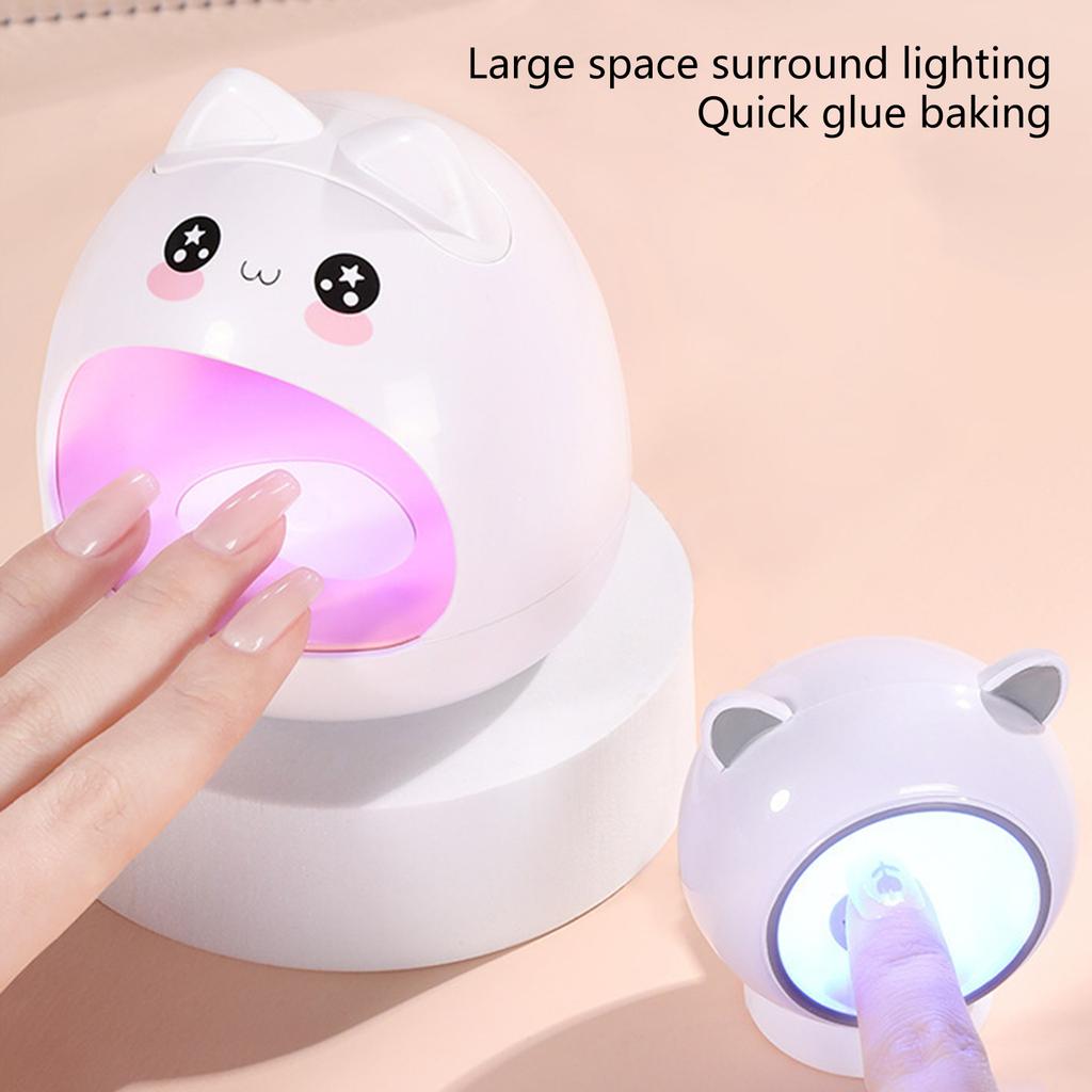 Niedliche Katzenform Mini UV LED Lampe zum schnellen Trocknen Tragbares Nagellicht 8 Stück Lichtperlen Schnell trocknend Härtend Polieren Nagelkunst