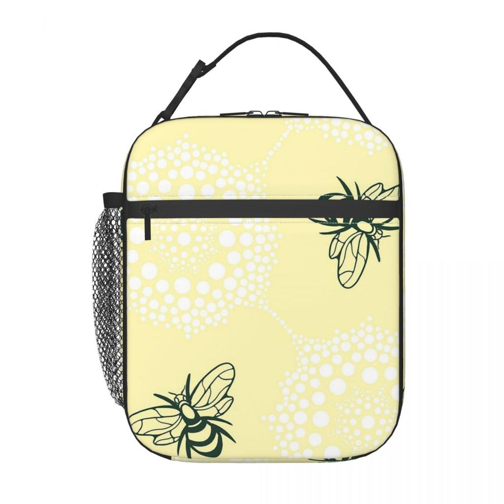 Borsa Termica per Pranzo con Motivo Fiori e Api per Donne Bambini Scatole per Alimenti Portatili Pranzo al Sacco Termico Borsa Tote