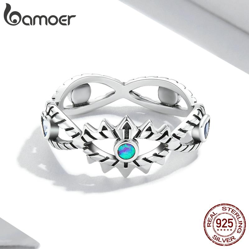 

BAMOER из стерлингового серебра 925 пробы, полый дизайн, блестящее кольцо в виде демонического глаза для женщин, крутой браслет, размер 6, 7, 8, женское эффектное ювелирное изделие, подарок 8
