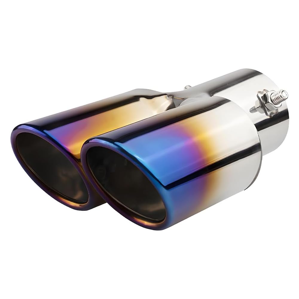 Srasakan Car Muffler Cutter, Straight Type, 2 Openings, 2.5 Inch Diameter, Exhaust Tip, Stainless