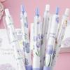 6Pieces Retractable Flower Print Gel Pen 0.5MM Quick Drying Smooth Writing for Writing Noting Journaling Office Supplies