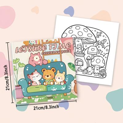 Cute Coloring Book,30 Sheets Different Patterns 8.3x8.3''100gsm,relaxing and de-stressing,Valentine's Day Easter Holiday Gifts