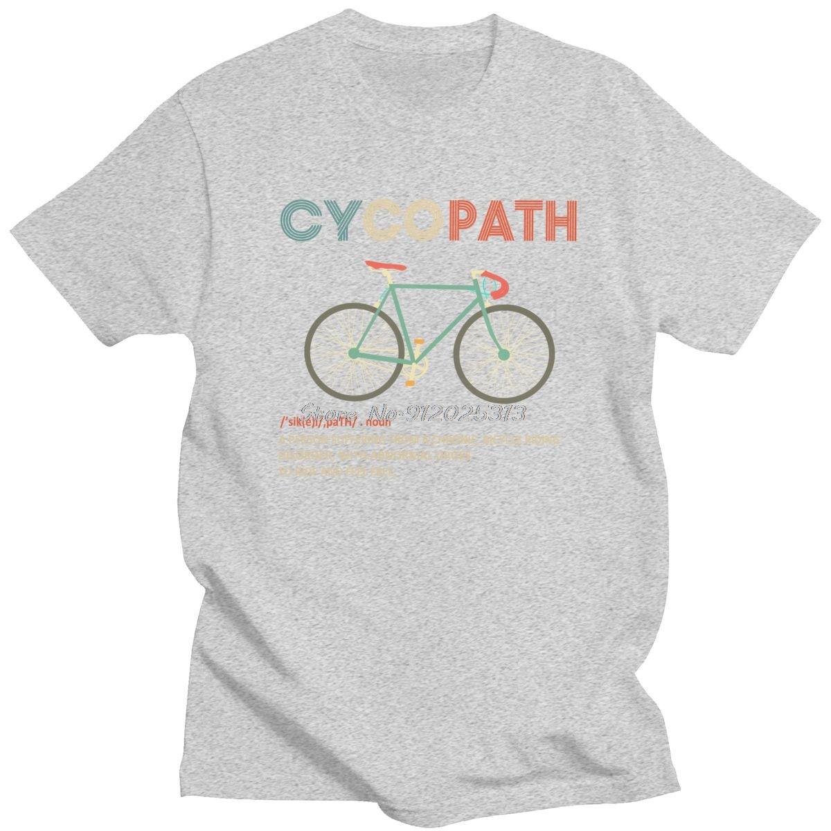 HerSight Katoenen vintage T-shirt voor heren Cycopath grappig fietsen voor fietsers en bikers T-shirt Streetwear MTB T-shirts Shirt korte mouwen katoenen T-shirt L grijze kleur