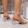 2026 New Transparent High Heel Sandals Summer Medium Thick Heel Sandals Women's Super Immortal Crystal Heel