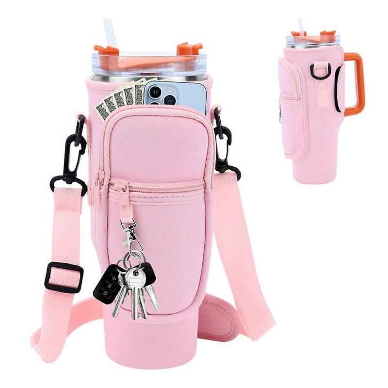 40oz Ice Cup Holder Thermal Bottle Holder Cup Bag Water Bottle Bag Customized Cup Holder Crossbody Cup Bag Cream White