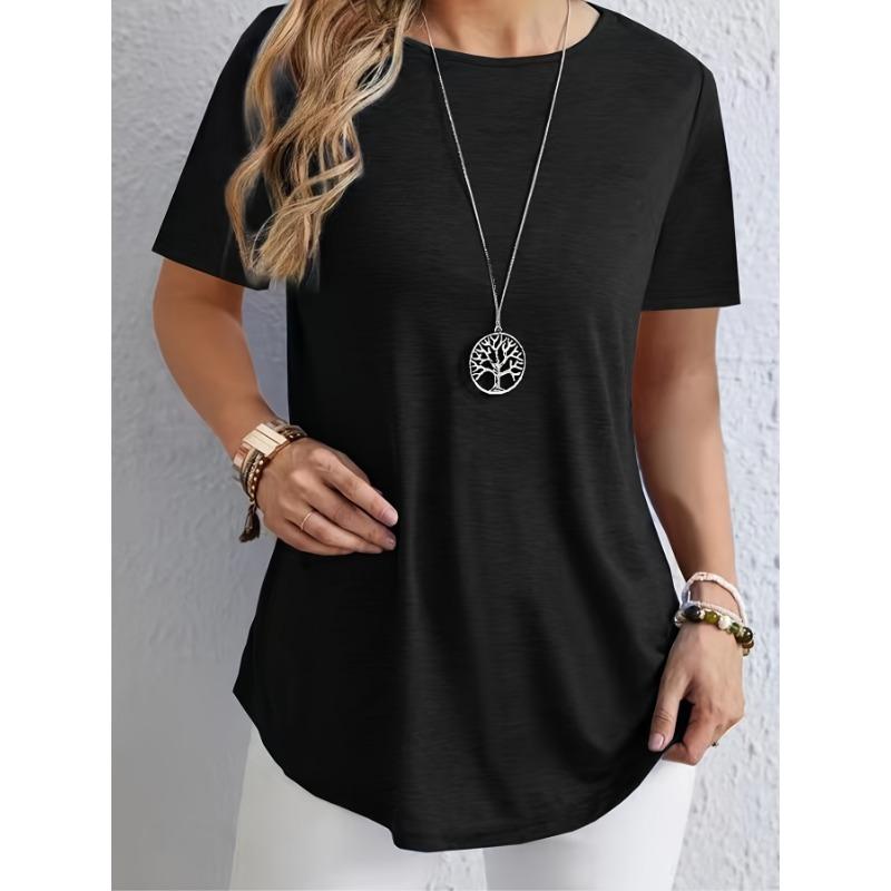 Spring Summer Solid Color T-shirt Loose Elegant Back Button Fashion Shirt