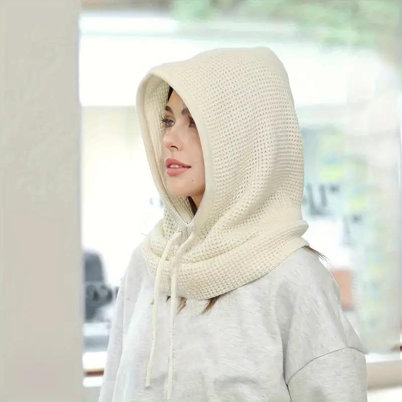 Womens Solid Color Thermal Knit Balaclava - Windproof Hooded Scarf & Ski Mask - Soft, Stretchy, & Insulated Neck Gaiter Winter